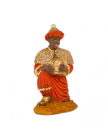 Tradineur - Figuras reyes magos adorando y camello para belén navideño 8 cm, durexina, figuras decorativas nacimiento, pesebre,