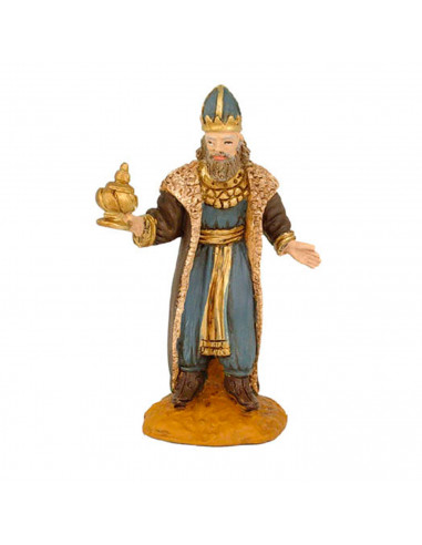 Tradineur - Figuras reyes magos adorando y camello para belén navideño 8 cm, durexina, figuras decorativas nacimiento, pesebre,