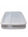 Plastic Forte - Escurreplatos de plástico rectangular con bandeja 38,5 x 38,5 x 8 cm, escurridor de cocina, recipiente secado de