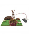 Tradineur - Fogata LED a pilas para belén navideño 9,5 x 15,5 x 9 cm, resina, hoguera luminosa, fuego, figura para nacimiento, p