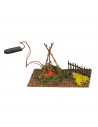 Tradineur - Fogata LED a pilas para belén navideño 9,5 x 15,5 x 9 cm, resina, hoguera luminosa, fuego, figura para nacimiento, p
