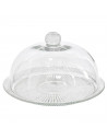 Quesera redonda con base y tapa de cristal 33 x 21 cm, recipiente, soporte, plato, cúpula de cristal transparente para tarta, pa