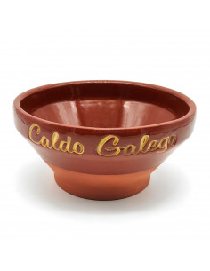 Pack de 6 tazas de barro cocido de 14,2 x 7,1 cm, modelo especial para caldo gallego, juego de cuencos de cerámica de barro trad