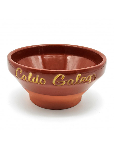 Pack de 6 tazas de barro cocido de 14,2 x 7,1 cm, modelo especial para caldo gallego, juego de cuencos de cerámica de barro trad