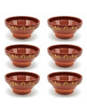 Pack de 6 tazas de barro cocido de 14,2 x 7,1 cm, modelo especial para caldo gallego, juego de cuencos de cerámica de barro trad