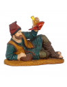 Tradineur - Figura de pastor con porrón y berretina para belén navideño 8,5 x 11 x 5,5 cm, durexina,figura decorativa pastor con