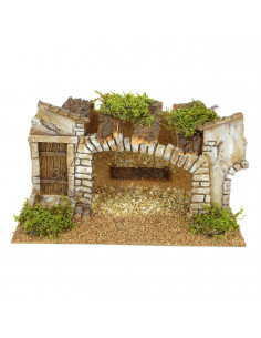 Tradineur - Cueva para figuras del nacimiento de 5 cm, pesebre de 12 x 24 x 13 cm para belén navideño, corcho, figura decorativa