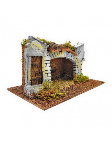 Tradineur - Cueva para figuras del nacimiento de 5 cm, pesebre de 12 x 24 x 13 cm para belén navideño, corcho, figura decorativa