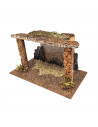Tradineur - Cueva rústica 15 x 26,8 x 15 cm, corcho y resina, portal, pesebre para figuras decorativas de belén navideño, decora