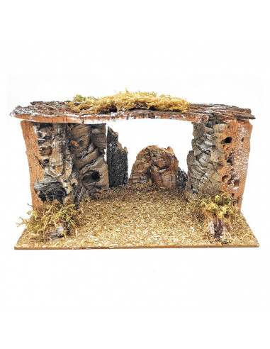 Tradineur - Cueva para figuras de nacimiento de 8-12 cm, corcho, pesebre para belén navideño 15 x 26,6 x 14 cm,figura decorativa