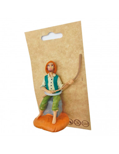 Tradineur - Figura de pescador para belén navideño 8 cm, durexina, figura decorativa nacimiento, pesebre, navidad, decoración tr