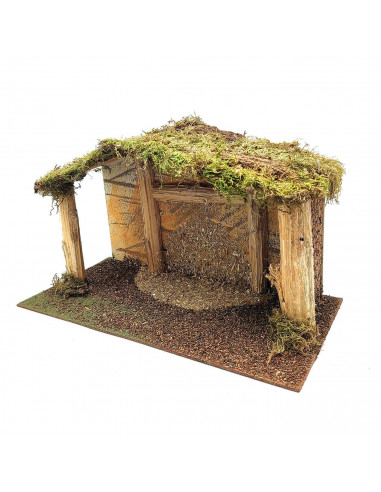 Tradineur - Cueva rústica de corcho 20 x 37 x 18 cm para figuras del nacimiento de 8-12 cm, portal, pesebre para belén navideño,