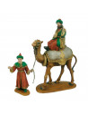 Tradineur - Figuras reyes magos, camellos y pajes para belén navideño 27 cm, durexina, figuras decorativas nacimiento, pesebre,