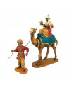 Tradineur - Figuras reyes magos, camellos y pajes para belén navideño 27 cm, durexina, figuras decorativas nacimiento, pesebre,