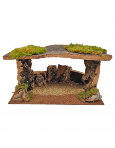 Tradineur - Cueva de corcho para figuras del nacimiento de 8-10 cm, portal, pesebre para belén navideño 20 x 36,8 x 18 cm, figur