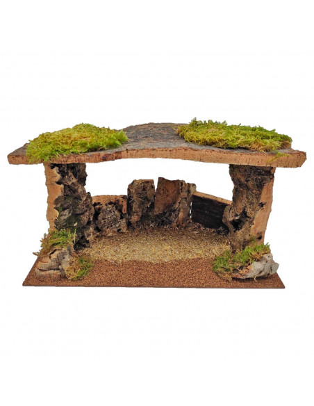 Tradineur - Cueva de corcho para figuras del nacimiento de 8-10 cm, portal, pesebre para belén navideño 20 x 36,8 x 18 cm, figur