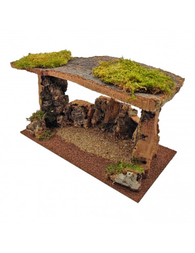Tradineur - Cueva de corcho para figuras del nacimiento de 8-10 cm, portal, pesebre para belén navideño 20 x 36,8 x 18 cm, figur