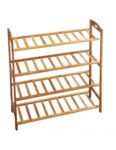 Zapatero de bambú 4 niveles 68 x 24 x 71 cm. Estantería, mueble zapatero de madera 4 alturas multiuso, soporte para zapatos, rec