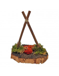 Tradineur - Hoguera con pilas para belén navideño 13,5 x 11 x 8,5 cm, corcho, fogata luminosa, fuego para nacimiento, pesebre, n