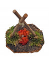 Tradineur - Hoguera con pilas para belén navideño 13,5 x 11 x 8,5 cm, corcho, fogata luminosa, fuego para nacimiento, pesebre, n
