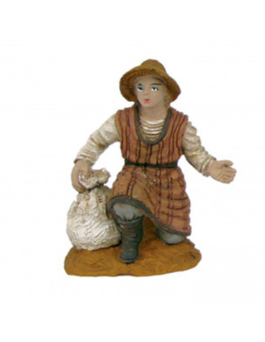 Tradineur - Pack de 4 figuras, campesinos y pastor para belén navideño 8 cm, durexina, figuras decorativas nacimiento, pesebre,