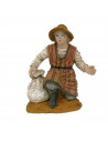 Tradineur - Pack de 4 figuras, campesinos y pastor para belén navideño 8 cm, durexina, figuras decorativas nacimiento, pesebre,