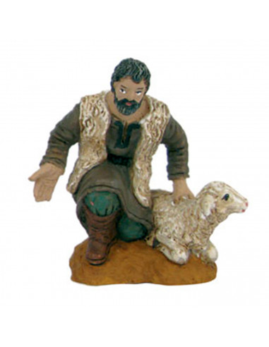 Tradineur - Pack de 4 figuras, campesinos y pastor para belén navideño 8 cm, durexina, figuras decorativas nacimiento, pesebre,