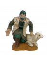 Tradineur - Pack de 4 figuras, campesinos y pastor para belén navideño 8 cm, durexina, figuras decorativas nacimiento, pesebre,