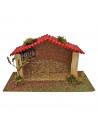 Tradineur - Cueva, portal 14,5 x 26,5 x 10 cm para figuras del nacimiento de 8 cm, pesebre para belén navideño, corcho y resina,