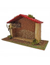Tradineur - Cueva, portal 14,5 x 26,5 x 10 cm para figuras del nacimiento de 8 cm, pesebre para belén navideño, corcho y resina,