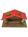 Tradineur - Cueva, portal 14,5 x 26,5 x 10 cm para figuras del nacimiento de 8 cm, pesebre para belén navideño, corcho y resina,