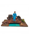 Tradineur - Figura para belén navideño con agua y animales 9 x 18 x 9 cm, corcho y resina, personajes para nacimiento, pesebre,