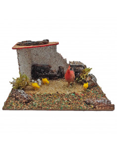 Tradineur - Corral para belén, 8 x 15 x 9 cm, corcho y resina, animales de granja, nacimiento, figuras, decoración tradicional,