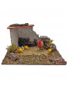 Tradineur - Corral para belén, 8 x 15 x 9 cm, corcho y resina, animales de granja, nacimiento, figuras, decoración tradicional,
