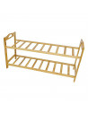 Tradineur - Zapatero de bambú con 2 niveles 67 x 24.5 x 33 cm . Estantería, mueble zapatero de madera 2 alturas multiuso, soport