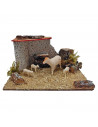 Tradineur - Corral para belén, 8 x 15 x 9 cm, corcho y resina, animales de granja, nacimiento, figuras, decoración tradicional,