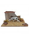 Tradineur - Corral para belén, 8 x 15 x 9 cm, corcho y resina, animales de granja, nacimiento, figuras, decoración tradicional,