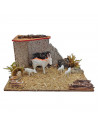 Tradineur - Corral para belén, 8 x 15 x 9 cm, corcho y resina, animales de granja, nacimiento, figuras, decoración tradicional,