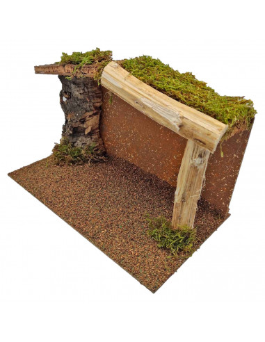 Tradineur - Cueva rústica 14 x 27 x 15 cm para figuras de nacimiento de 8-10 cm, pesebre para belén navideño, corcho y resina, f