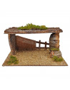 Tradineur - Cueva, portal de 14 x 27 x 15 cm para figuras de nacimiento de 10 cm, pesebre para belén navideño, corcho y resina,