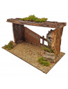Tradineur - Cueva, portal de 14 x 27 x 15 cm para figuras de nacimiento de 10 cm, pesebre para belén navideño, corcho y resina,