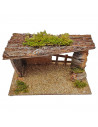 Tradineur - Cueva, portal de 14 x 27 x 15 cm para figuras de nacimiento de 10 cm, pesebre para belén navideño, corcho y resina,