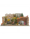 Tradineur - Belén completo con figuras de 5 cm, resina y corcho, 18 x 37 x 21 cm, paisaje montañoso con pesebre, pastores, lavan