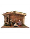 Tradineur - Portal, cueva con figuras de nacimiento de 8 cm para belén navideño 16,5 x 27 x 14,2 cm, corcho y resina, pesebre Je