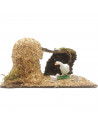 Tradineur - Corral para belén navideño 8,5 x 15,5 x 9 cm, resina y corcho, animales de granja para nacimiento, figuras decorativ