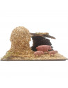 Tradineur - Corral para belén navideño 8,5 x 15,5 x 9 cm, resina y corcho, animales de granja para nacimiento, figuras decorativ
