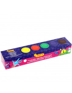 Jovi - Pintura de dedos 35 ml, 5 uds, botes de pintura lavable para niños, colores intensos, secado rápido, aplicación directa,