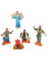 Tradineur - Set de 5 figuras para belén navideño anunciación 8 cm, durexina, figuras decorativas nacimiento, campesinos, ángel,