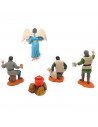 Tradineur - Set de 5 figuras para belén navideño anunciación 8 cm, durexina, figuras decorativas nacimiento, campesinos, ángel,