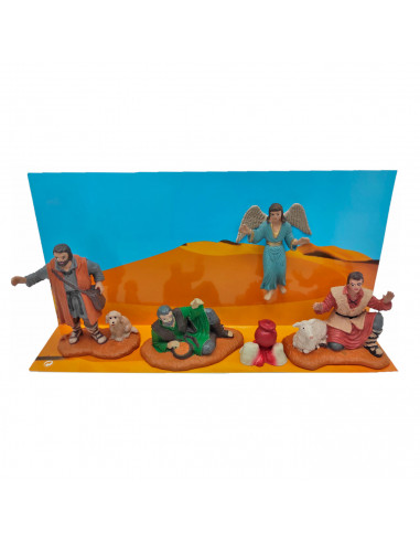 Tradineur - Set de 5 figuras anunciación para belén navideño 10 cm, durexina, figuras decorativas nacimiento, campesinos, ángel,